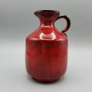 Art Pottery Jug Pitcher Possibly German Fat Lava Red Black Signed - Picture 1 of 10