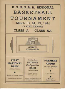 K. S. H. S. A. A. Regional Basketball Tournament Program Mar 13, 14, 15 1941 - Picture 1 of 8