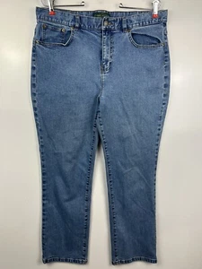 LRL Lauren Jean Co. Womens Petite Jeans Sz 14P Classic Straight Blue Stone Wash - Picture 1 of 12