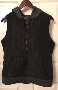 Style & Co Damen schwarz grau Steppweste mit Kapuze Größe: M gebraucht, in einwandfreiem Zustand - Bild 1 von 7