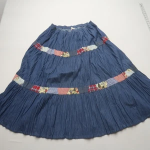 Falda Midi Denim Azul City 24W Azul Jean Boho Pairie Western Country Línea A De Colección - Imagen 1 de 7