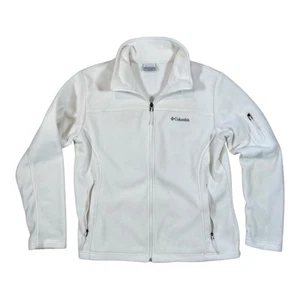 Columbia XL6072 Damen Fleecejacke XL weiß durchgehender Reißverschluss Taschen Outdoor Wandern Y2k - Bild 1 von 15