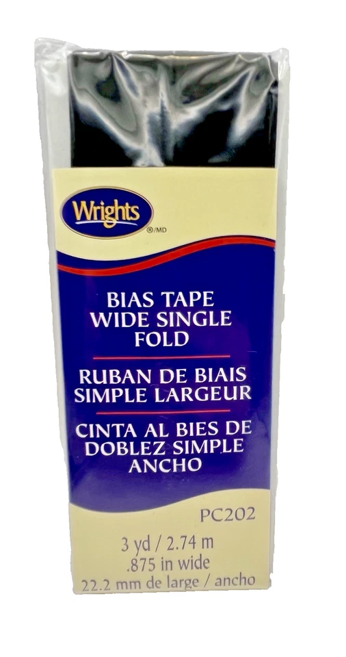 Wrights 117202031 Wide Single Fold Bias Tape Black 3yds
