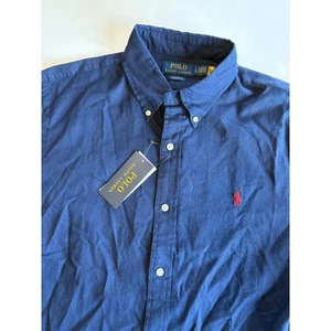 Polo Ralph Lauren Para Hombres Grande Calce Clásico Manga Corta Botones Mezcla de Lino - Imagen 1 de 7