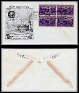 US FDC # 838 3c Ratification block unknown 1938, 9Q369 - Picture 1 of 1