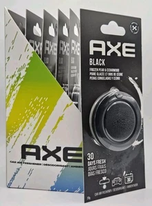 Case Of 6 New Axe Black Frozen Pear & Cedarwood Hanging Disc Car Air Fresheners - Picture 1 of 1