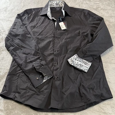 ROSSO MILANO Mens Dress Shirt Size  XL / 16.5 Modern Fit Flip Cuff Button Down - Image 1 of 4