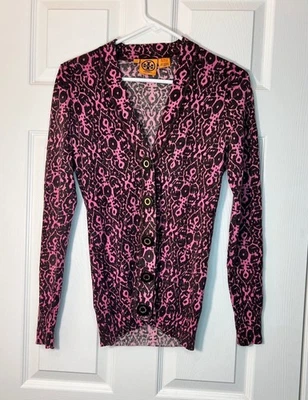 Suéter cárdigan XS Tory Burch rosa y negro Foto 1 de 4