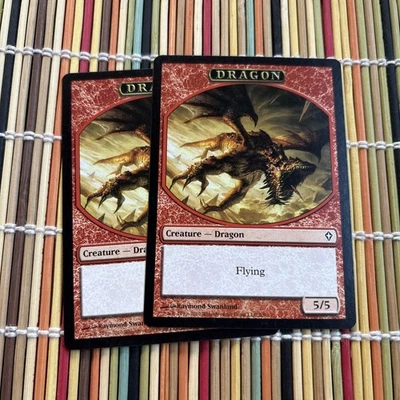 Dragon Token x2 T Worldwake 2 MtG Free Shipping  - Image 1 of 3