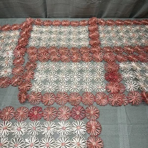 Vintage Rattan Straw Placemats Flowers Yellow 16x11 Set 6 Very Clean Fast Ship - Picture 1 of 13