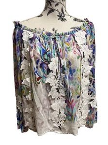 Alberto Makali New York cold shoulder top blouse size M 100% silk - Picture 1 of 14