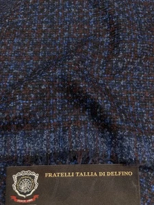 Wool Cashmere Silk Jacket Fabric Navy Burgundy Wine Boucle Tallia Delfino 2.60 m - Picture 1 of 9