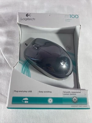 Logitech M100 Mouse Corded Plug And Play USB Mouse Easy Scrolling  - Image 1 of 3
