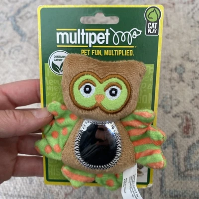Multipet Cat Toy Brown Owl Contains Catnip Mirror - Image 1 of 3