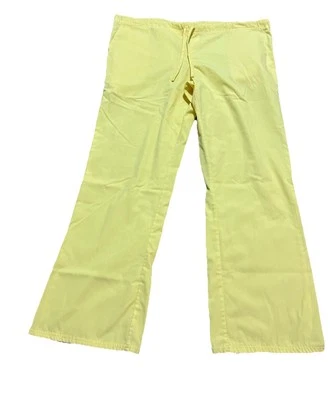 Size S (4/6) Fashion Scrub Pants In Yellow. 38” Long 28” Inseam. Drawstring. - Image 1 of 4
