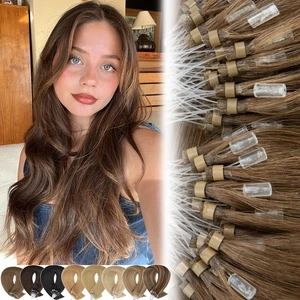 CLEARANCE Easy Loop Micro Ring Tip Russian Remy 100% Human Hair Extensions Beads - Picture 1 of 36