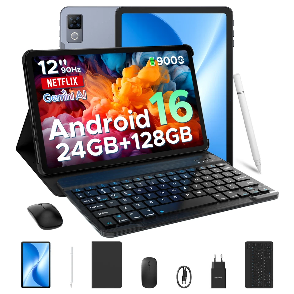 DOOGEE U12 Android 16 Tablet 12 Zoll 24GB+128 GB 9000mAh Gaming Tablet 2025 Set - Bild 1 von 4