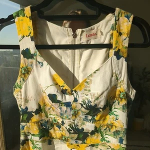 Louche Joy Yellow White Floral Skater Dress Retro Pin Up Style With Pockets 8 XS - Picture 1 of 6