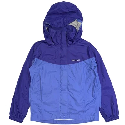 Marmot Kids Precip Eco Hooded Rain Jacket in Periwinkle/Spectrum Blue Size XS - Image 1 of 4