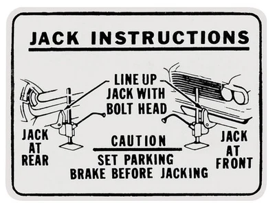 Jack Instructions Decal For 1962 Pontiac Bonneville Catalina and Grand Prix - Image 1 of 4