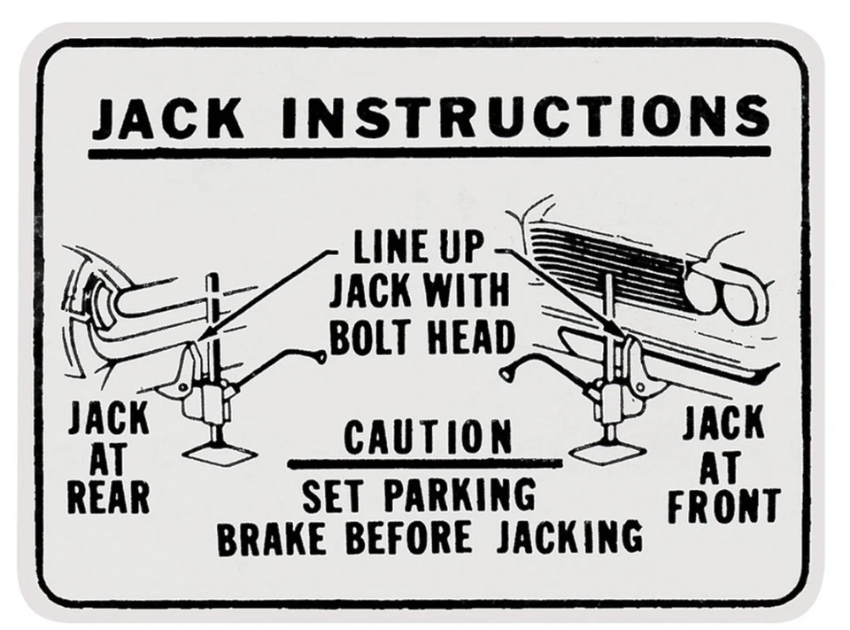 Adesivo Jack Instructions para 1962 Pontiac Bonneville Catalina e Grand Prix - Imagem 1 de 4