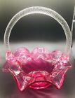 Vintage Rossi Cranberry Glass Basket ART GLASS Angelo Rossi handcrafted unique
