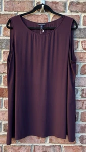NWT Eileen Fisher Cassis Silk Georgette Crepe Ballet Neck Silk Tunic $218 3X - Picture 1 of 8