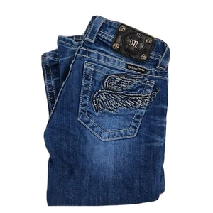 Miss Me JP5163P2 Low Rise Wings Embroidered Denim Capri Jeans Women’s Size 28 - Picture 1 of 11