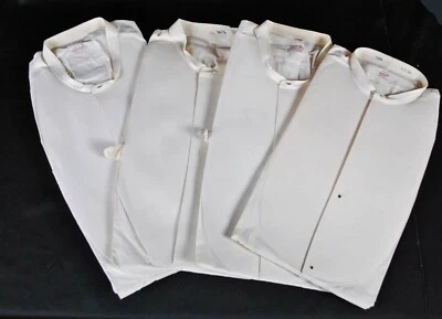 男式白色正装衬衫,BIB 前无领,1900 年代,4 件装 — 第 1/4 张图片