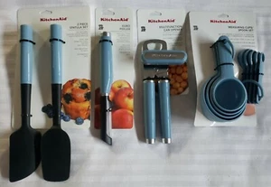 KITCHENAID (LOT of 4 ITEMS) FLOWER BLUE Can Opener/Peeler/Cups & Spoons/Spatulas - Picture 1 of 15