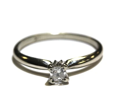 14k white gold .26ct VS1 I princess diamond solitaire engagement ring 2.1g 8.25 - Image 1 of 4