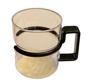 NOS Perma-Brew Clear Glass Cup Mug 8 Oz Plastic BLACK Handle 2608 Heat-Resistant - Picture 1 of 7