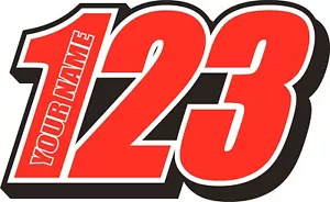 RACE NUMBERS PLUS NAME DECALS STICKERS GRAPHICS GRAPHICS x3 - Picture 1 of 1