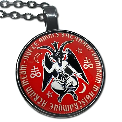 Baphomet Anhänger Halskette 50.8cm Schwarz Kette Morgenstern Cabochon Teufel - Bild 1 von 4