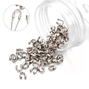100pcs Platinum Tone Brass Wire Guardian Protector End Crimp Findings Tiny 5x4mm - Picture 1 of 3