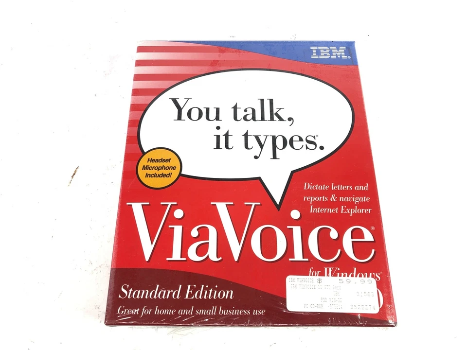 IBM ViaVoice for Windows Release 10 Std Ed, w/ Stereo Headset Mic, CD NEW - Image 1 of 4