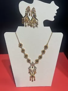 Joyería Hermoso Collar/Pendientes Nupcial Formal Declaración Tono Dorado 2 Piezas (O2) - Imagen 1 de 7
