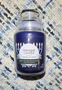Yankee Candle FESTIVAL OF LIGHTS Hanukkah 22 oz Lrg Single Wick Jar New - Picture 1 of 7