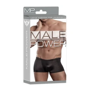 Male Power Satin Lycra Boxer Black - Picture 1 of 12