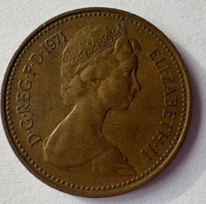 Großbritannien 1971 1 New Penny Münze Queen Elizabeth II - Bild 1 von 6