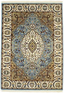 4X6 ft Fine Handmade Blue Indo-Kirman Oriental Home Decor Wool Area Rug Carpet - Picture 1 of 16