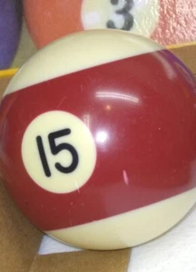 #15 Maroon Stripe Individual Pool Ball Billiard 2 1/4 Regulation Minnesota FATS - Picture 1 of 4