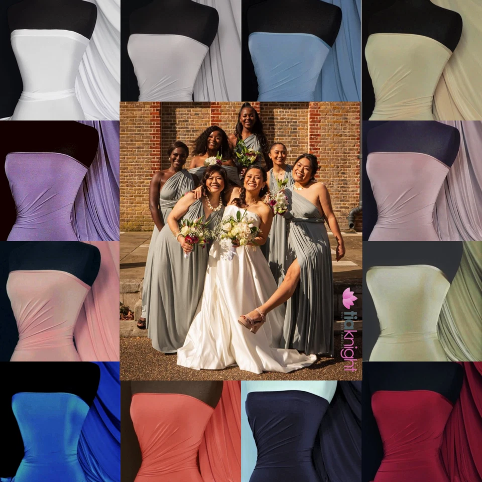 Silk Touch Dressmaking Stretch Jersey Fabric Infinity Bridesmaid Prom Dress - Image 1 of 4