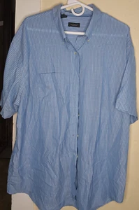 Van Heusen 2XL Shirt Button Down With Stripes Blue White 18-18.5 Short Sleeve - Picture 1 of 1