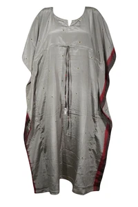 Women GRAY Kaftan Maternity Loose Caftan Kimono Sleeves Beach Cover Up Dress 2XL