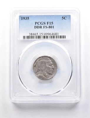 1935 Indian Head Buffalo Nickel DDR FS-801 F15 PCGS *7691 - Image 1 of 3