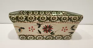 Temptations Old World Ovenware Christmas Mini Loaf Pan Green Poinsettia 12 oz. - Picture 1 of 4