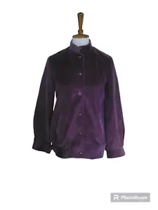 Vintage 80's Purple Corduroy Mandarin Collar Bomber Jacket - Picture 1 of 7