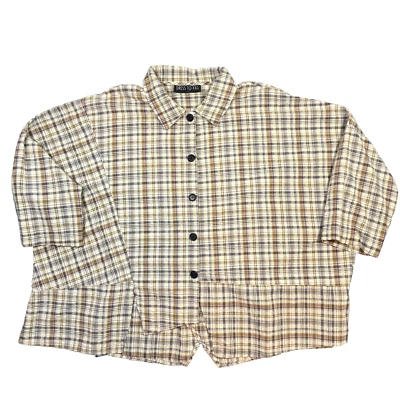 Dress To Kill Womens Top One Size Plaid Button Front Collared Short Sleeve Boxy Foto 1 de 4
