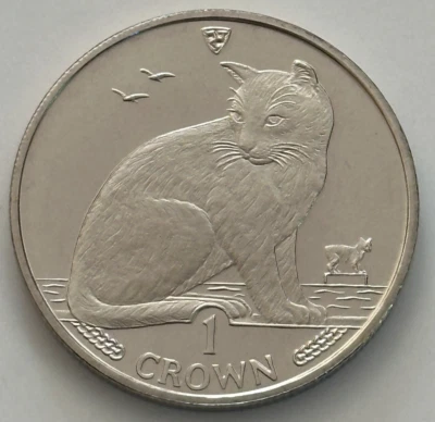 1990 Isle of Man NY Alley Cat 1 Crown Coin Brilliant Uncirculated Condition - Image 1 of 4